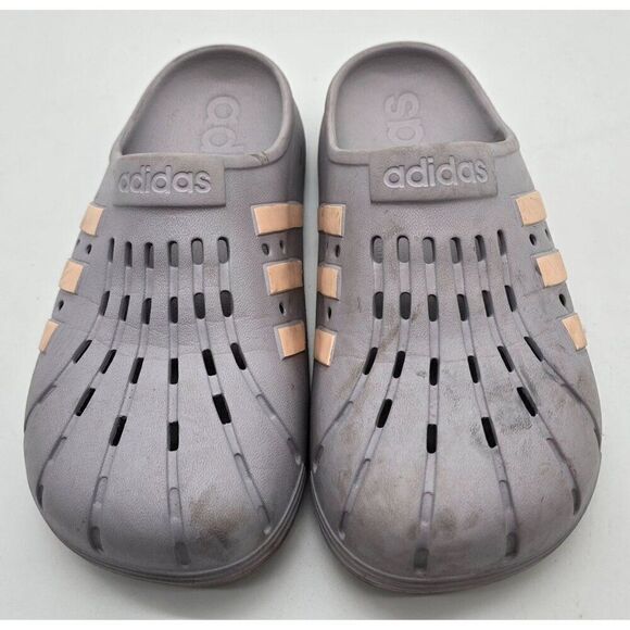 Adidas Gray & Pink Slip-On Clogs - Picture 1 of 6